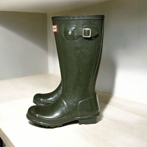 🌻NEW HUNTER Original Hunter Green Shiny Wellington Boots Size 1 Boys / 2 Girls